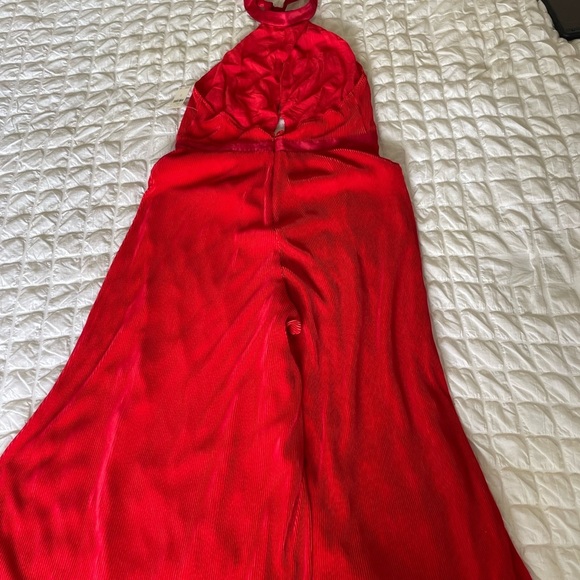 Anthropologie Red Plisse Halter Jumpsuit - Picture 12 of 16